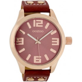 OOZOO Timepieces 45mm Red Leather Strap C1155